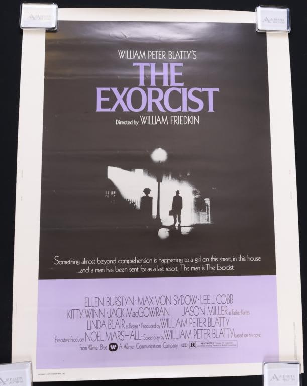 The Exorcist Poster: The Exorcist original matte stock movie poster, rolled. 40”h x 30”w. Some creases and marks.