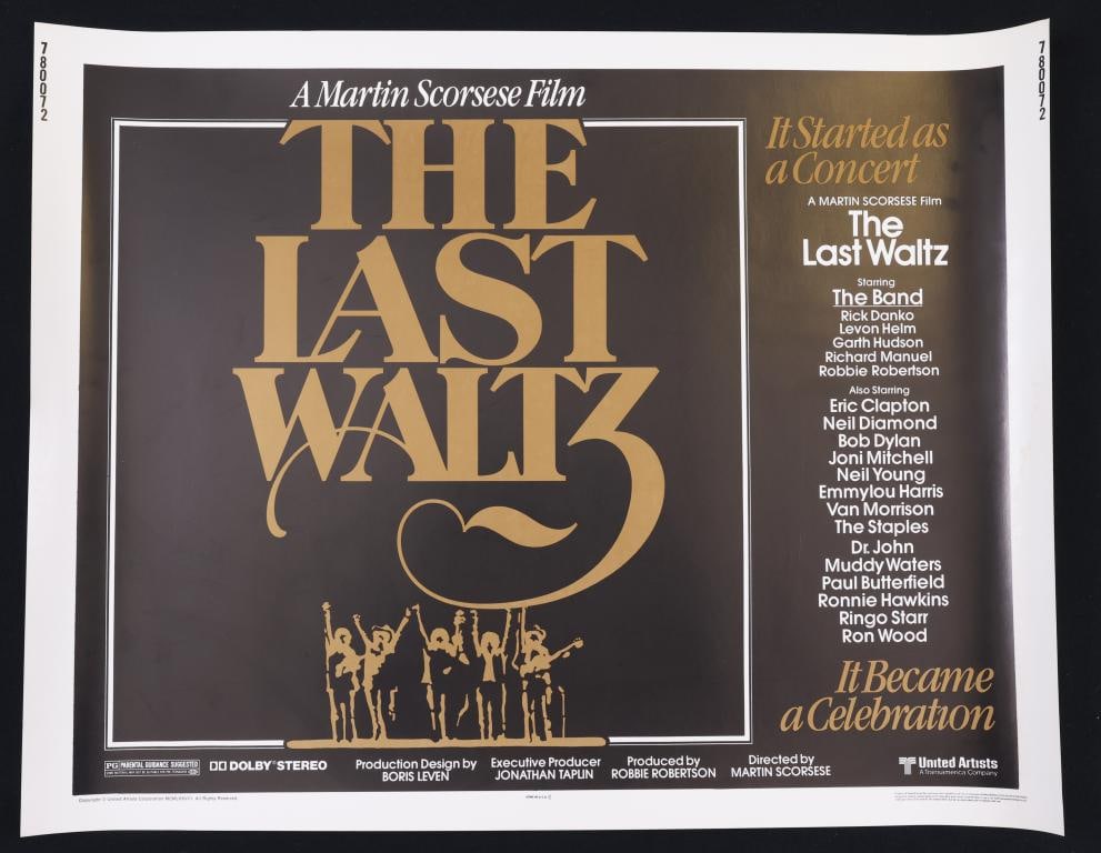 The Last Waltz Poster: The Last Waltz 1978 half sheet movie poster, rolled. 28”h x 22”w.