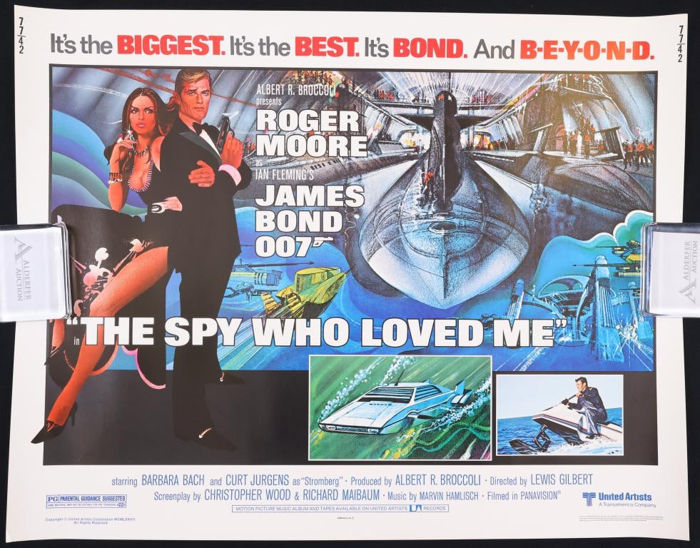 The Spy Who Loved Me Poster: The Spy Who Loved Me 1977 half sheet movie poster, rolled. 22”h x 28”w.