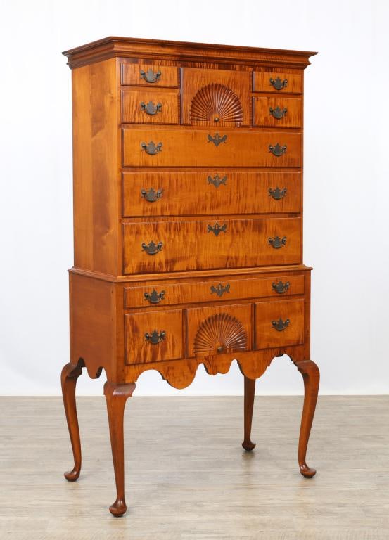 David LeFort Bench-Made Tiger Maple Highboy (1 of 15)