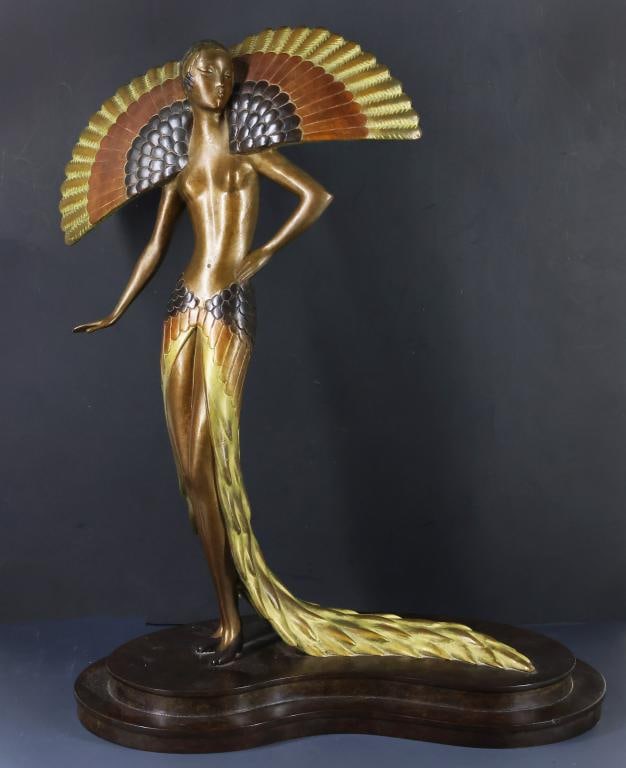 Romain (Erte) De Tirtoff (1892 - 1990): Bronze sculpture, "Ibis" by Erte and Fine Art Acquisitions. Artist signature on base, numbered 51/300, dated 1980. 15.25"h x 12"w x 7"d