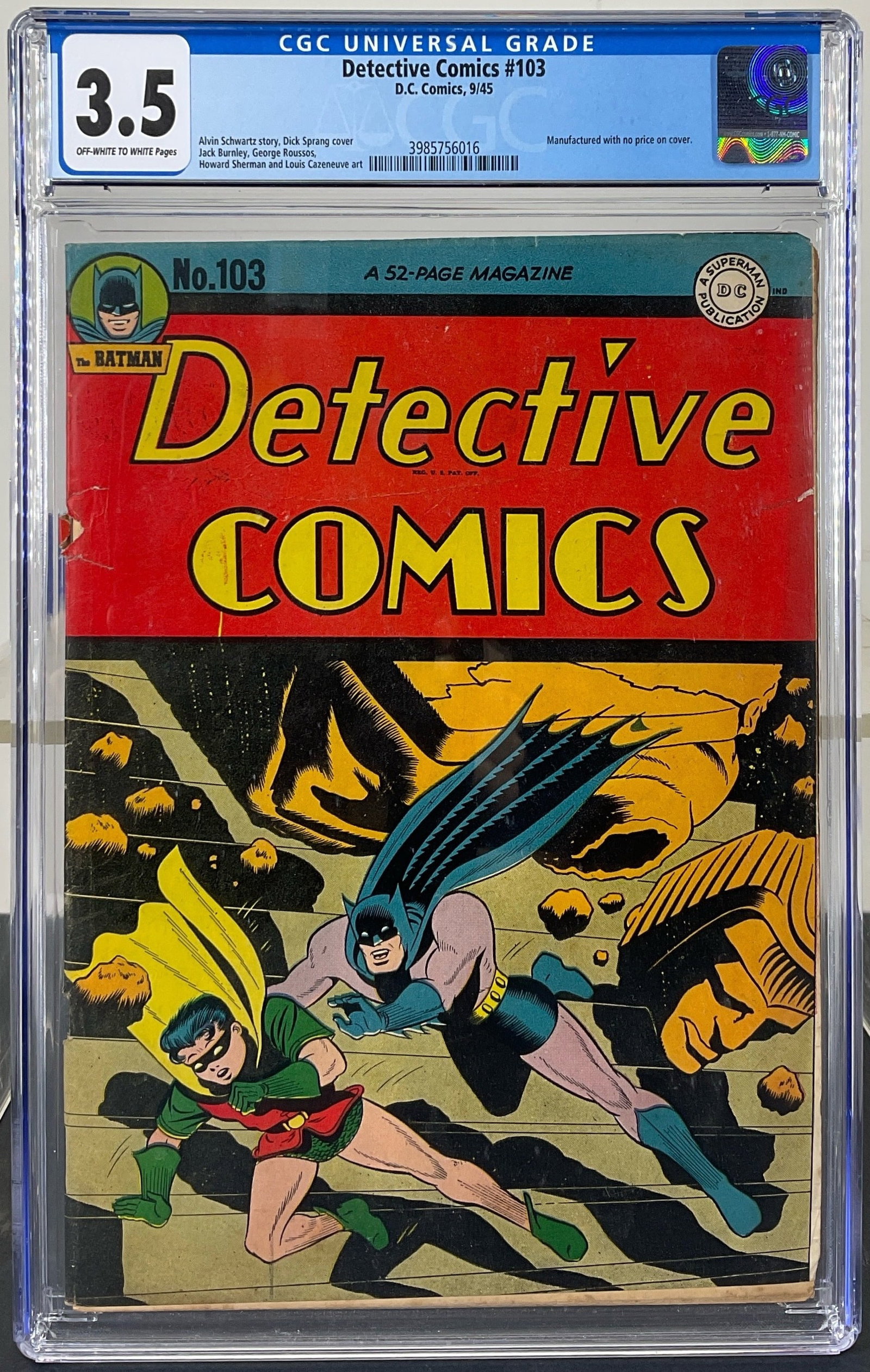 Detective Comics #103 (D.C. Comics, 1945) CGC 3.5 Off-white to white pages (1 of 3)