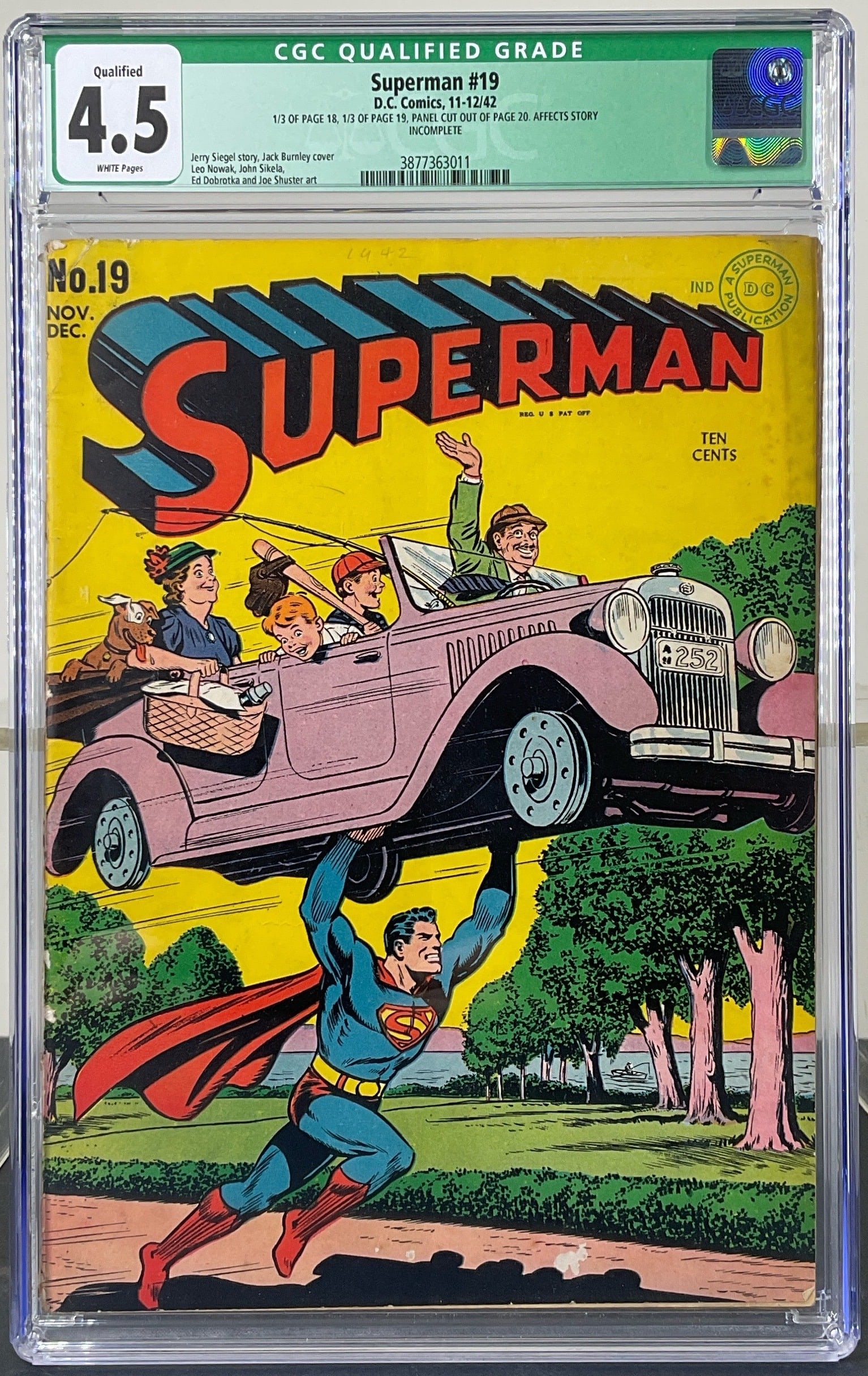 Superman #19 (D.C. Comics, 1942) CGC Qualified 4.5 White Pages (1 of 3)