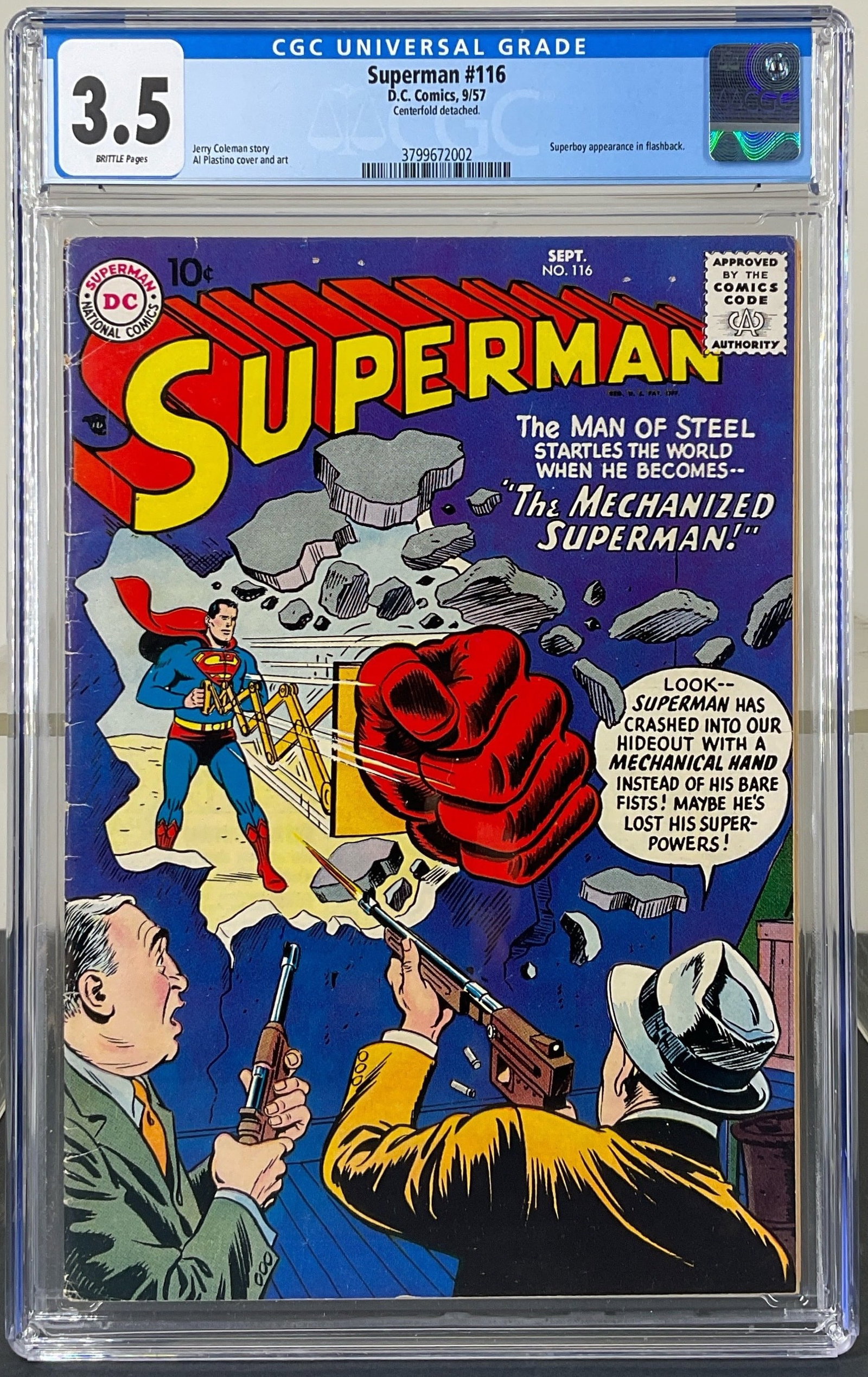 Superman #116 (D.C. Comics, 1957) CGC 3.5 BRITTLE Pages (1 of 3)