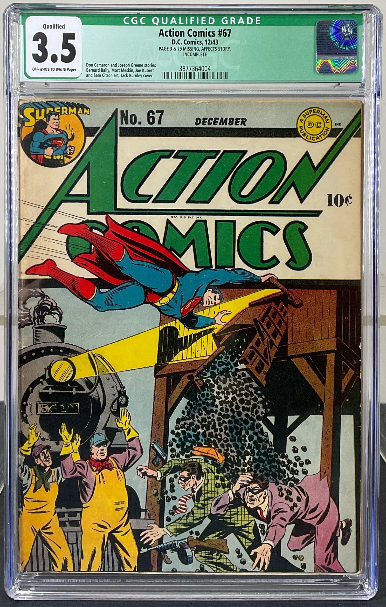 Action Comics #67 (D.C. Comics, 1943) CGC Qualified 3.5 Off-white to white pages (1 of 3)