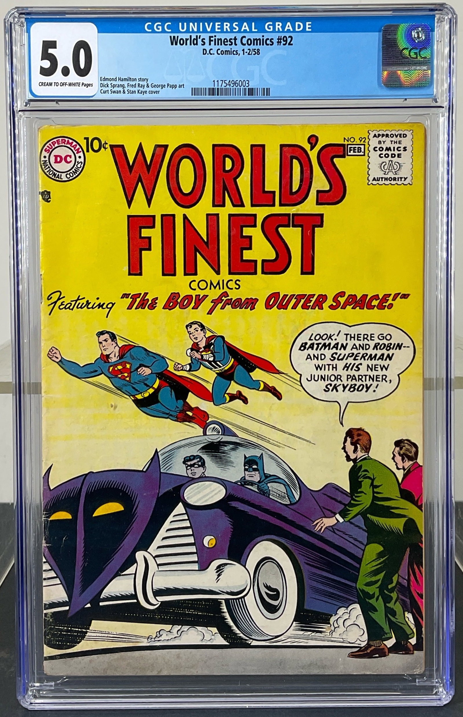 World's Finest Comics #92 (D.C. Comics, 1958) CGC 5.0 Cream to off-white pages (1 of 3)