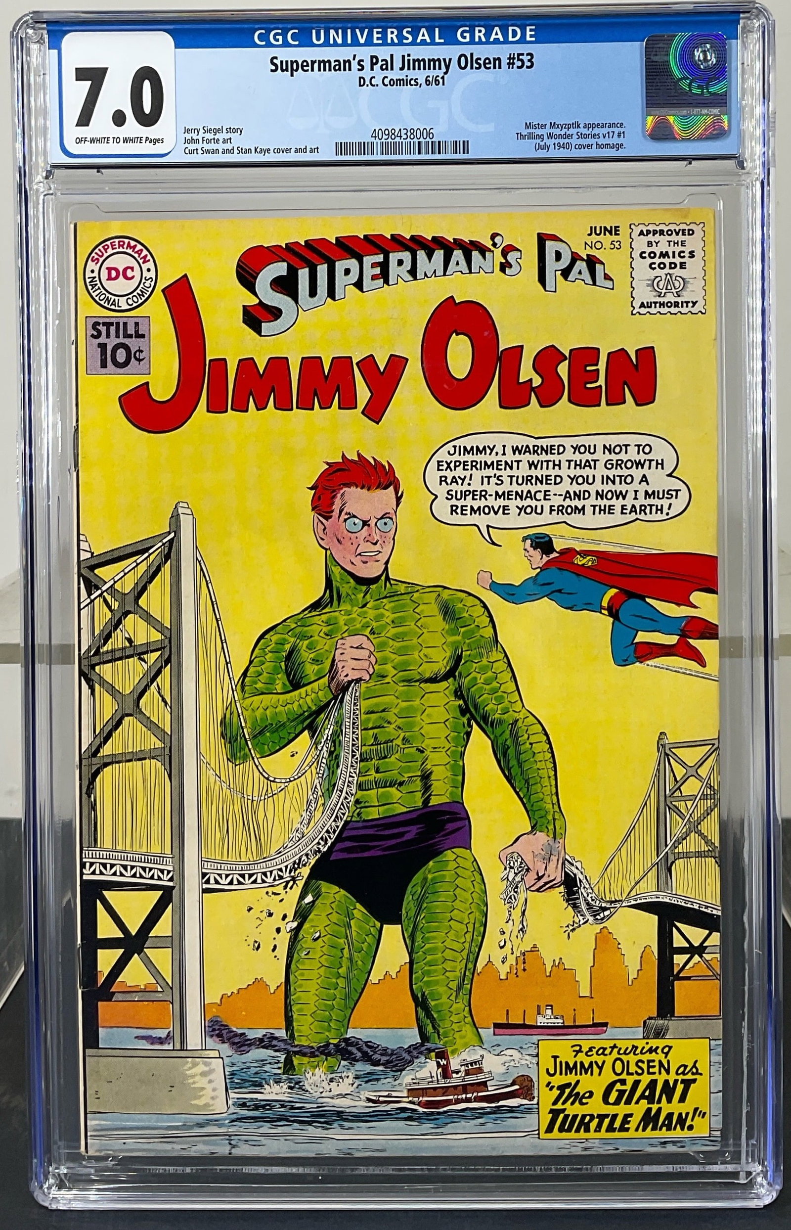 Superman's Pal Jimmy Olsen #53 (DC, 1961) CGC 7.0 Off-white to white pages (1 of 3)