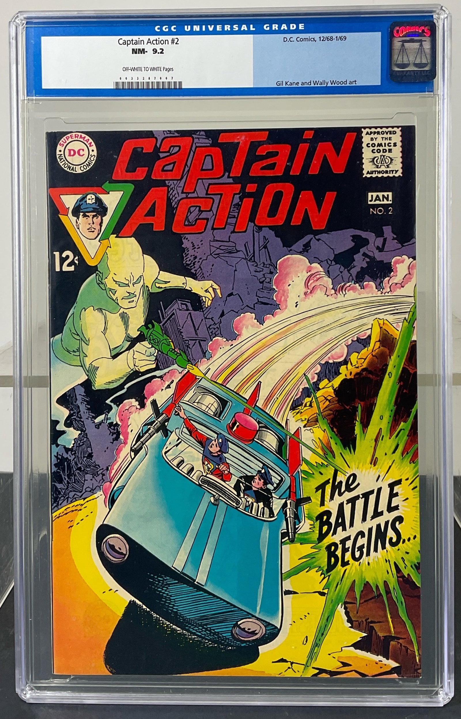 Captain Action #2 (D.C. Comics, 12/68-1/69) CGC NM- 9.2 Off-white to white pages: Captain Action #2 (D.C. Comics, 12/68-1/69) CGC NM- 9.2 Off-white to white pages. Gil Kane and Wally Wood art.