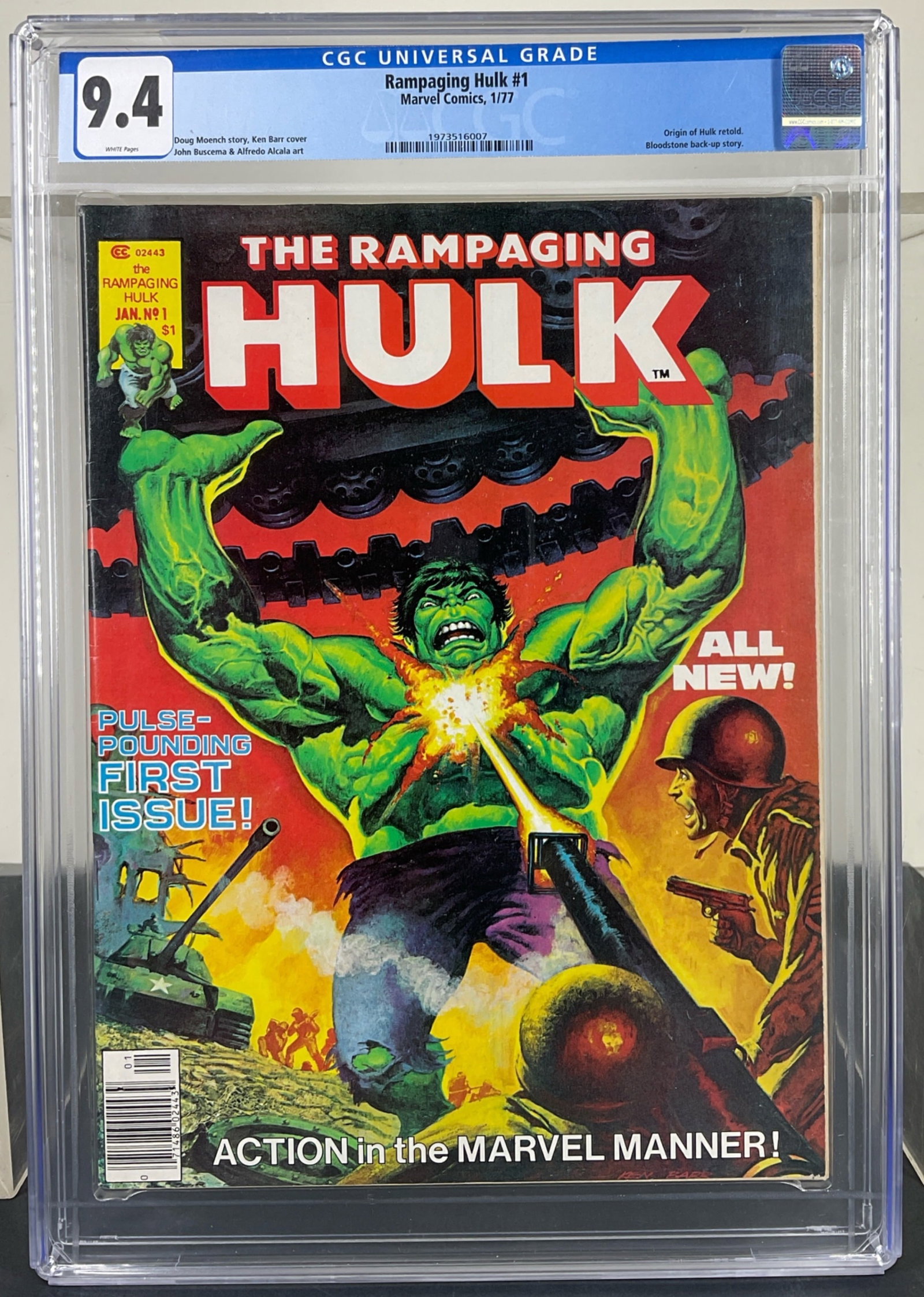 Rampaging Hulk #1 (Marvel Comics, 1977) CGC 9.4 White pages (1 of 3)