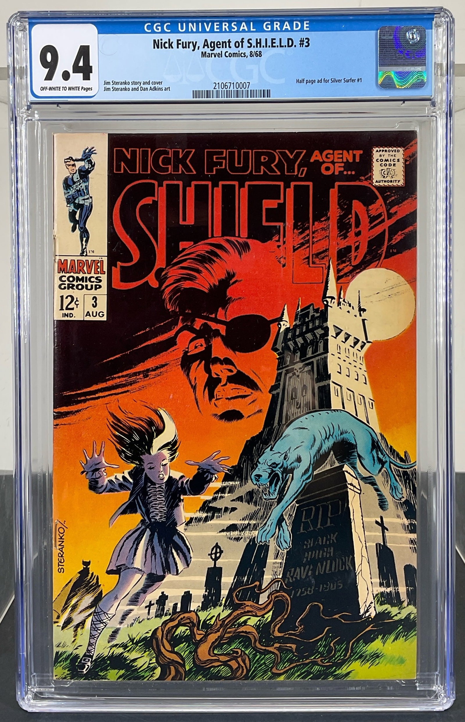Nick Fury, Agent of S.H.I.E.L.D. #3 (Marvel Comics, 1968) CGC 9.4 Off-white to white pages (1 of 3)