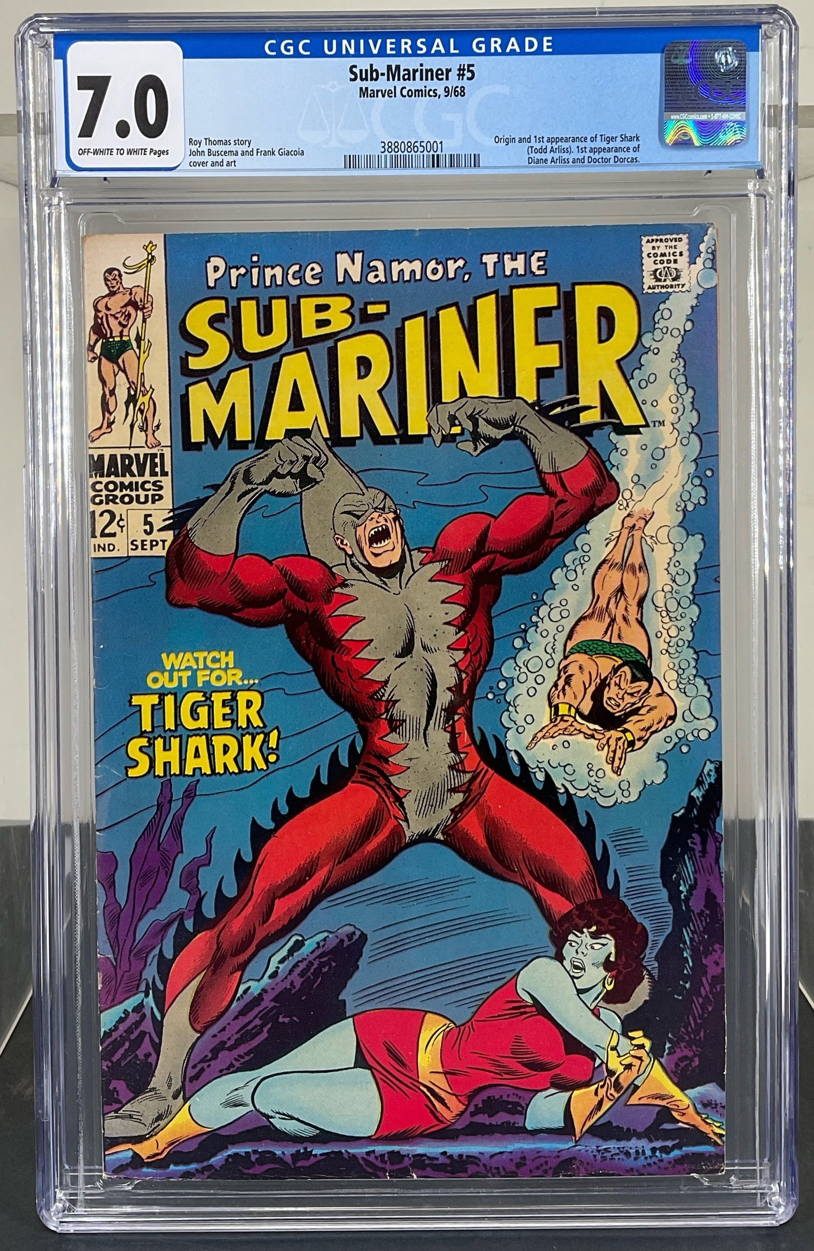 Sub-Mariner #5 (Marvel Comics, 1968) CGC 7.0 Off-white to white pages (1 of 3)