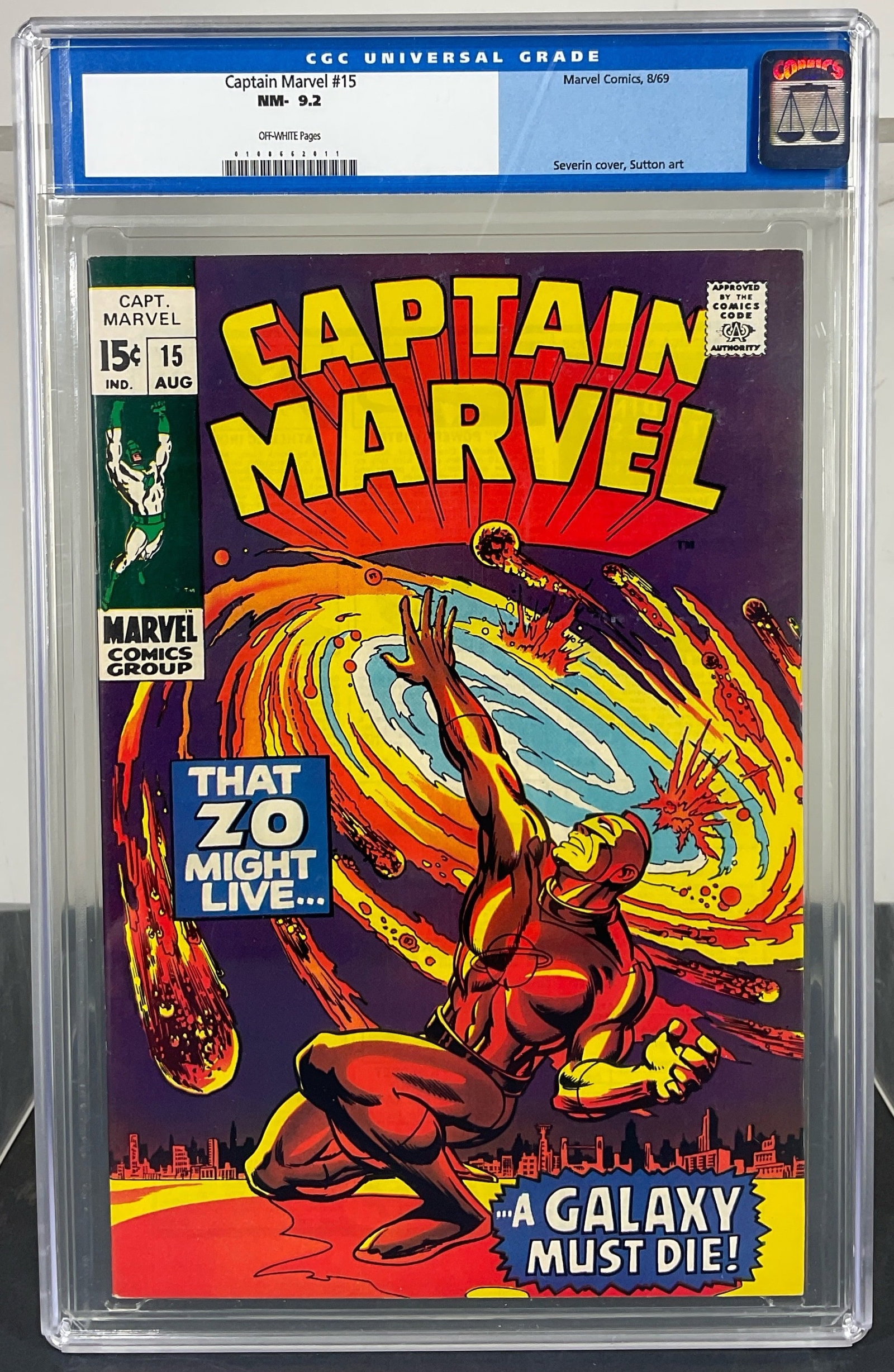 Captain Marvel #15 (Marvel Comics, 1969) CGC NM- 9.2 Off-White pages (1 of 3)