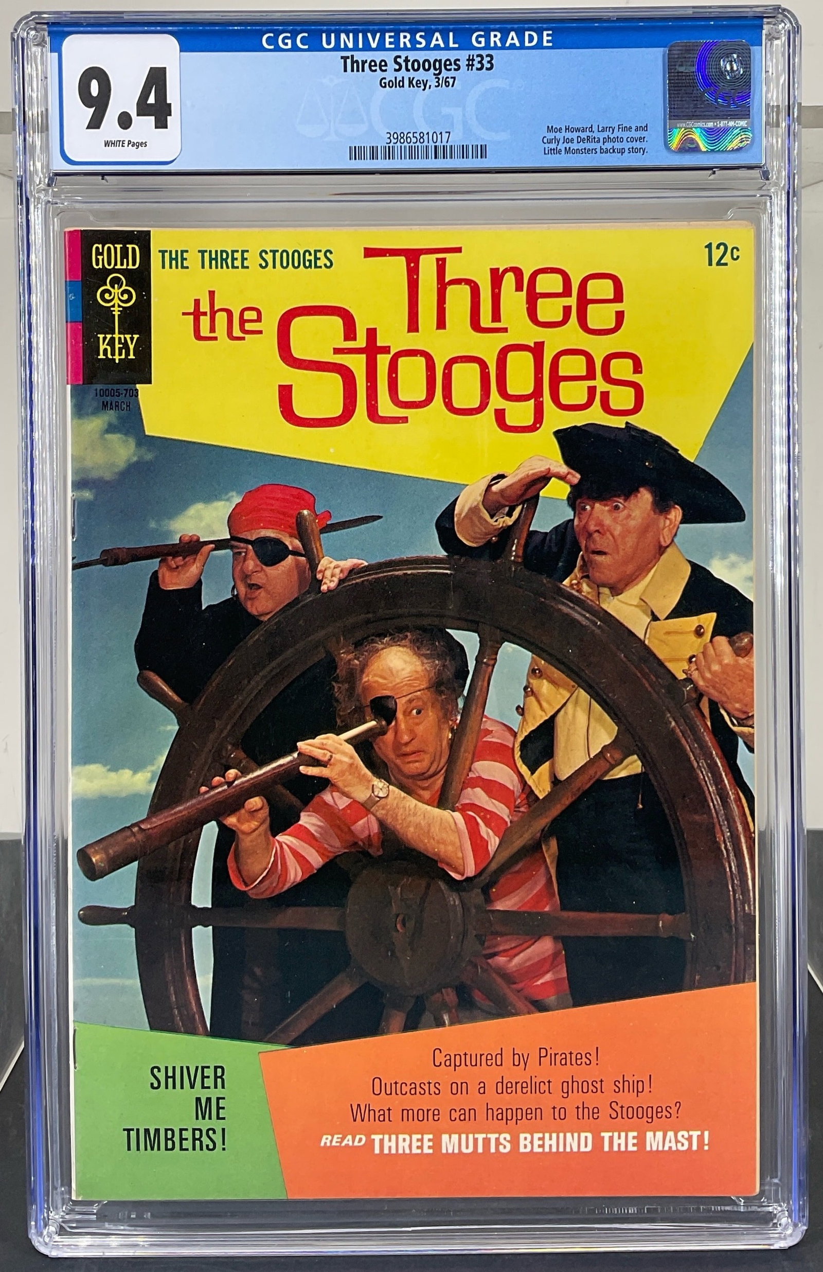 Three Stooges #33 (Gold Key, 3/67) CGC 9.4 WHITE Pages (1 of 3)
