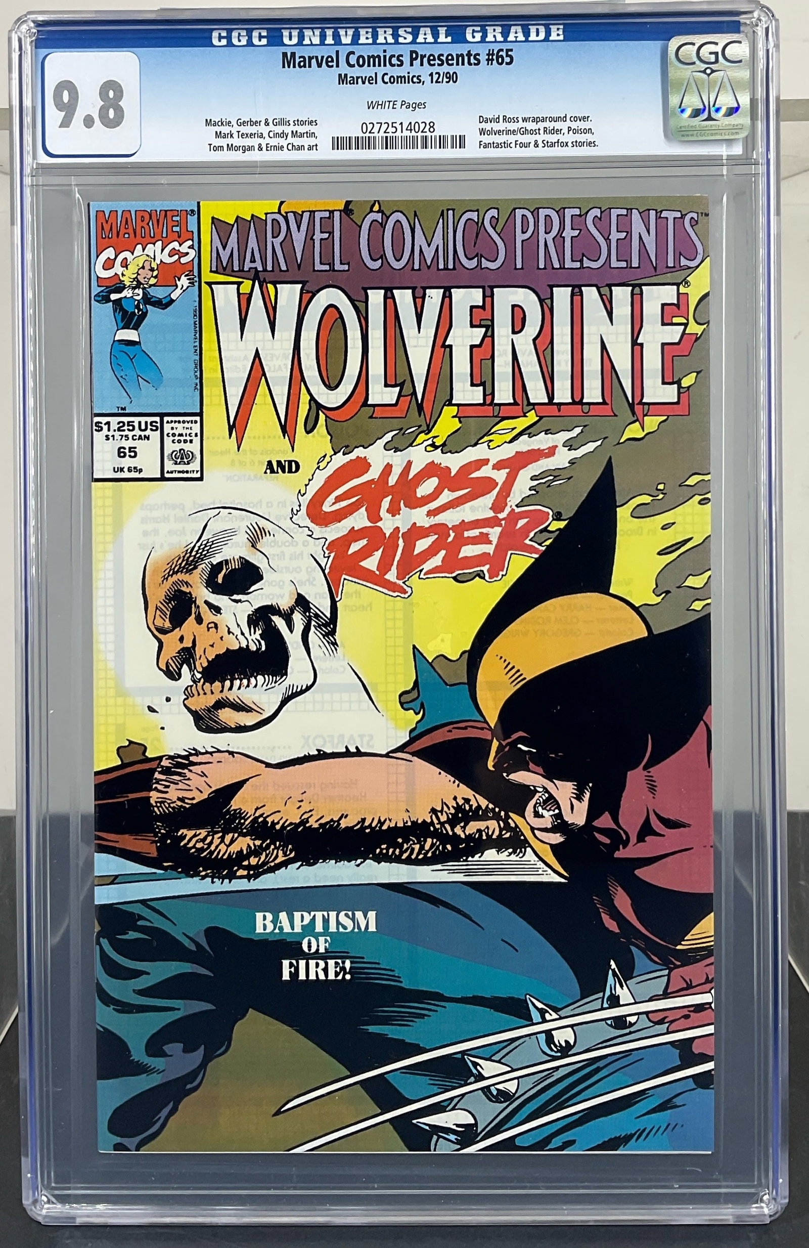 Marvel Comics Presents #65 (Marvel Comics, 1990) CGC 9.8 White pages: Marvel Comics Presents #65 (Marvel Comics, 1990) CGC 9.8 White pages. Mackie, Gerber & Gillis stories. Mark Texeria, Cindy Martin, Tom Morgan & Ernie Chan art. David Ross wraparound cover. Wolverine/G