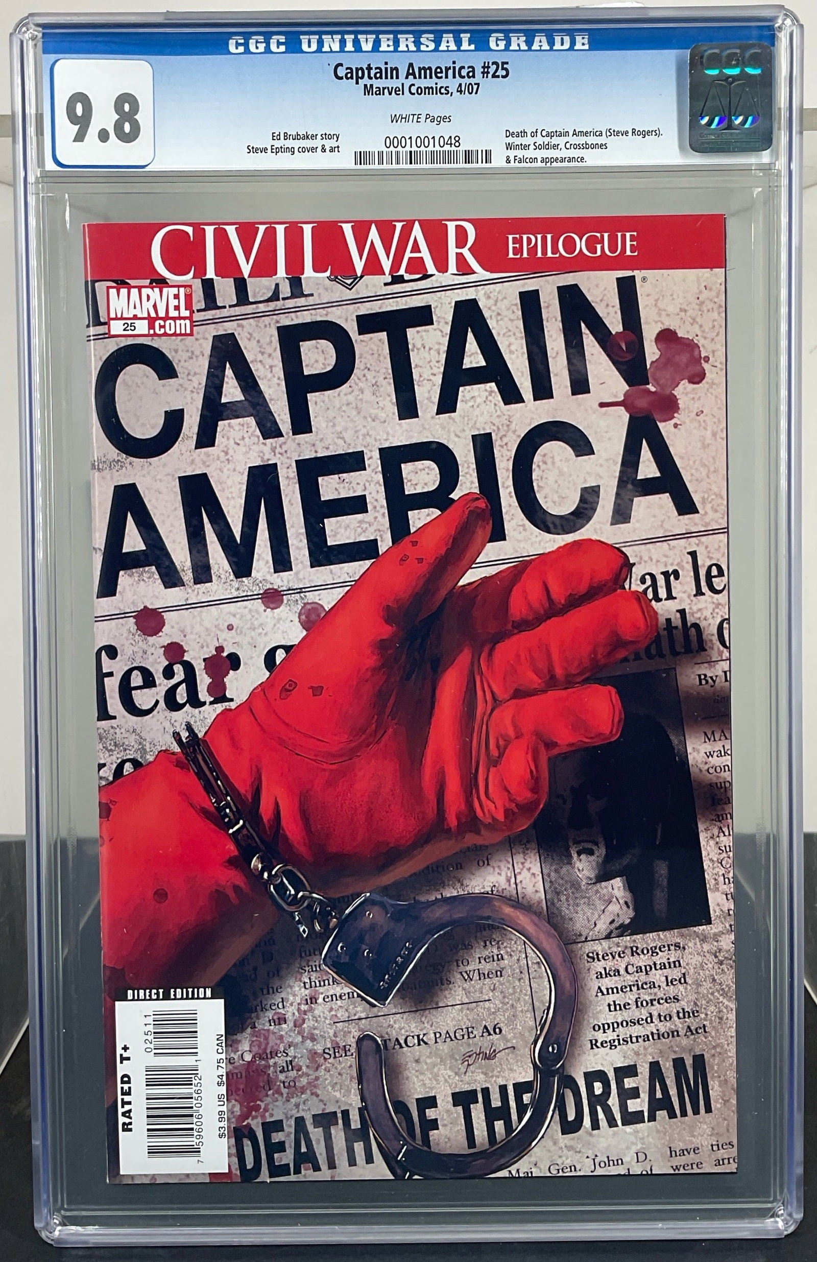 Captain America #25 (Marvel Comics, 2007) CGC 9.8 White Pages (1 of 3)