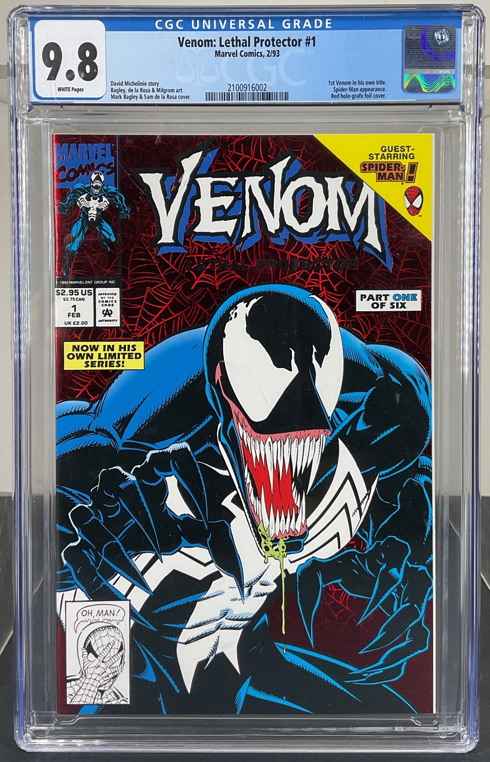 Venom: Lethal Protector #1 (Marvel Comics, 1993) CGC 9.8 White pages (1 of 3)