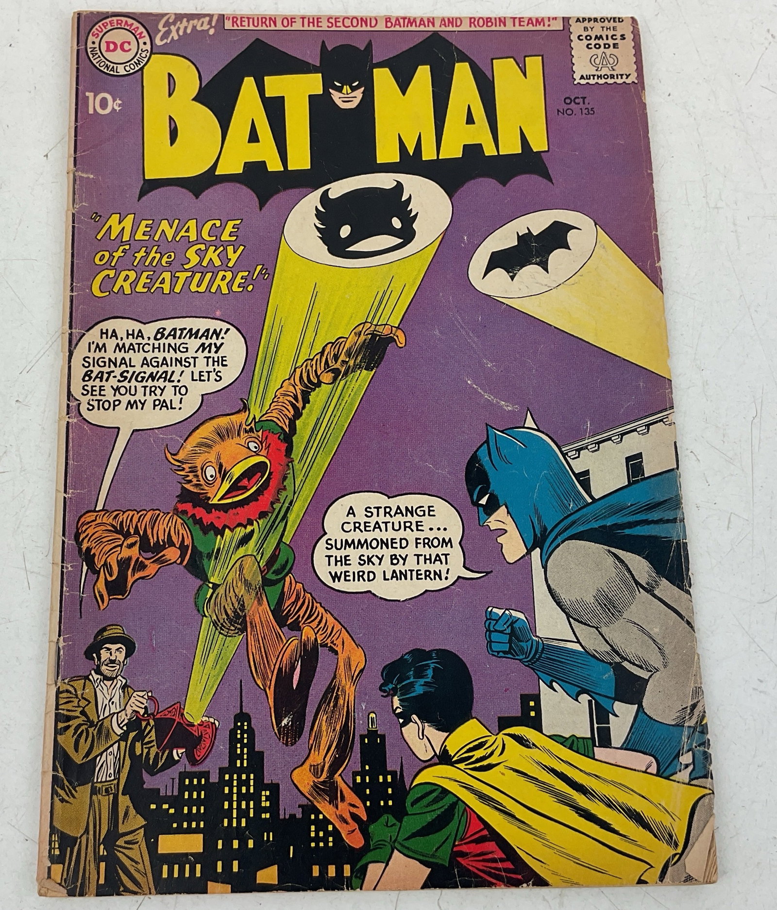 Batman Comic: Batman: Menace of the Sky Creature Comic issue #135.