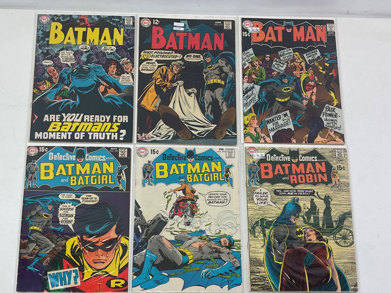 DC Batman and Detective Comics Grab Bag: Batman #211, #212, #214. Detective Comics #393, #396, #403. Condition varies.