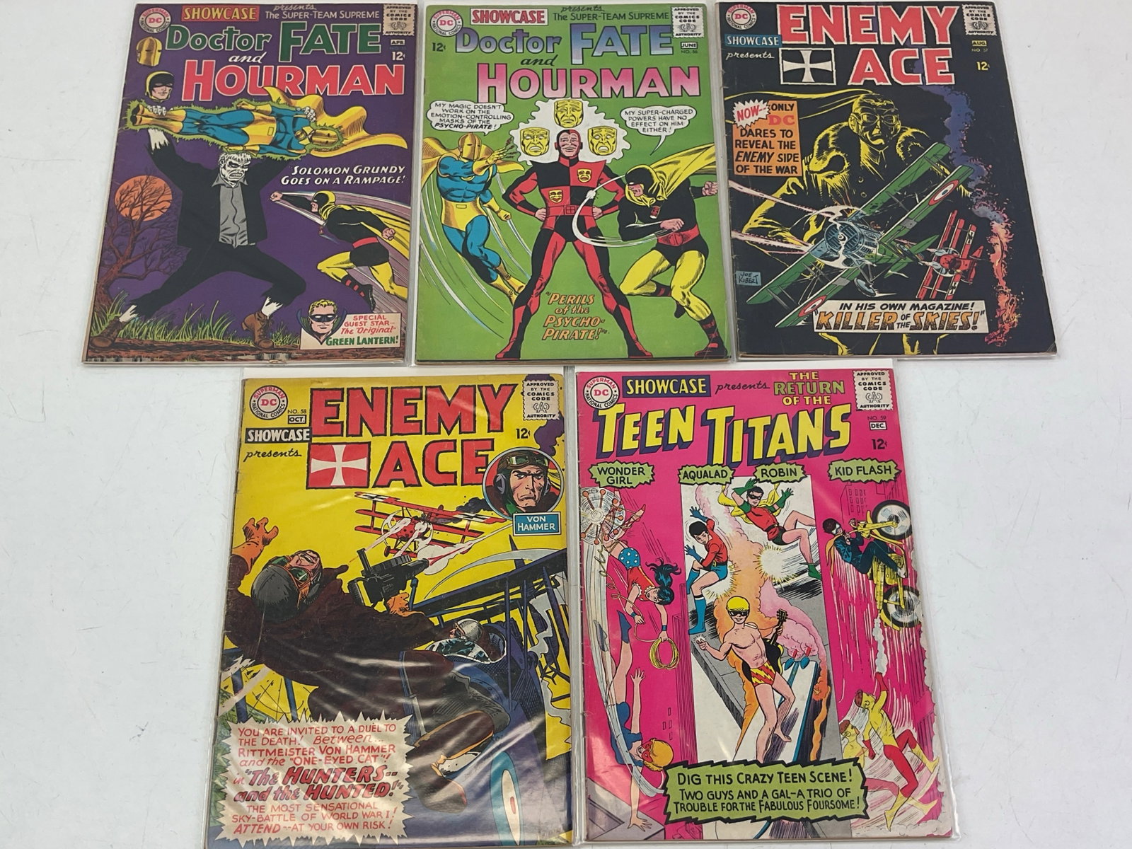 Showcase Comic Books (#55, #56, #57, #58, #59): Showcase #55, #56, #57, #58, #59. #55 - 1st SA app. of Solomon Grundy. Condition varies.