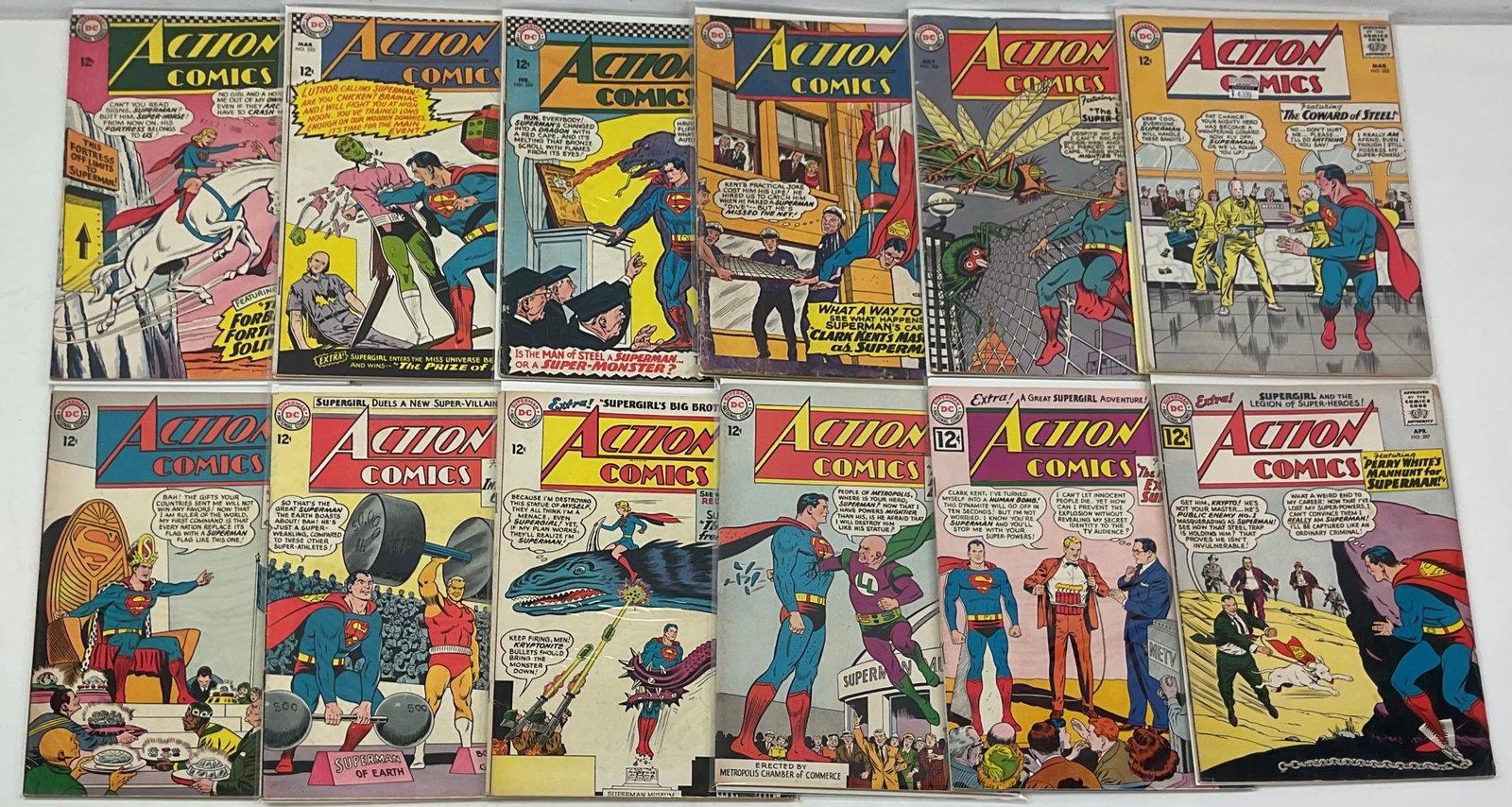 DC Grab Bag: Asst. Action Comics #s range 287-336 (12 comics). Condition varies.