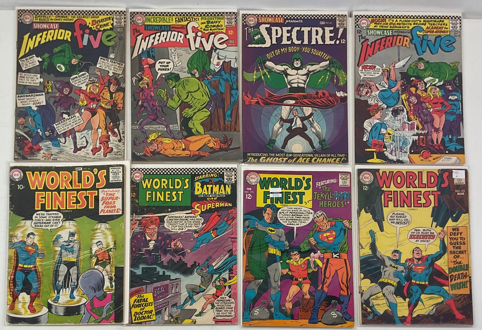 DC Grab Bag: World's Finest #96, #160, #173, #174. #173-1st SA app. of Two-Face. Showcase #62, #63, #64, #65. #62-1st app. & origin of The inferior five. #63-2nd app. of The inferior five. #64-1st app. of Ace