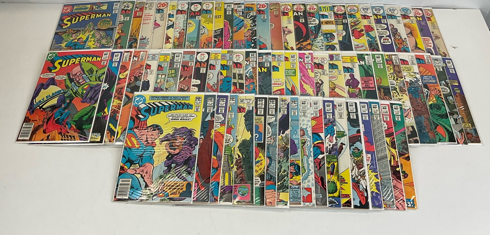 Asst. Bronze Age Superman Comics: Includes: Superman #361, #373, #374, #375, #376, #377, #378, #383, #384, #385, #386, #387, #393. (approx. 75). Condition varies.