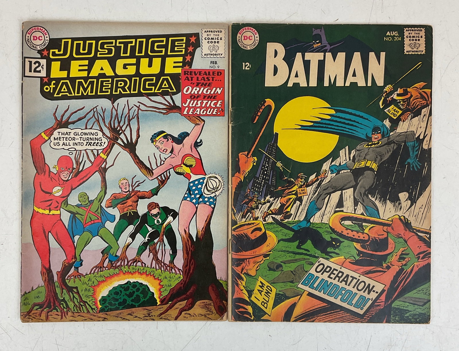 Silver Age JLA and Batman: Justice League of America #9 - Origin of the Justice League. Batman #204. Condition varies.