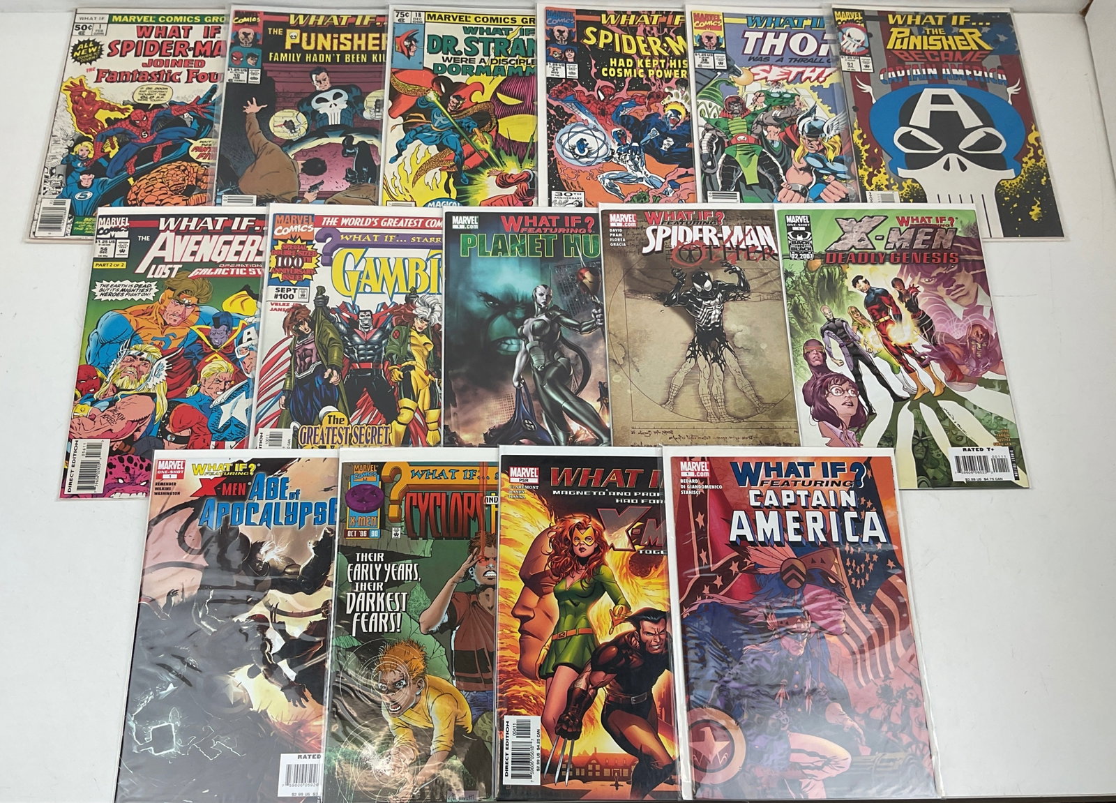 What if? Comic Grouping: What If? #1, #10, #18, #31, #38, #51, #56, #90, #100. What If? Featuring Planet Hulk #1. What If? Featuring Spider-Man The Other #1. What If? Featuring X-Men Deadly Genesis #1. What If? Featuring