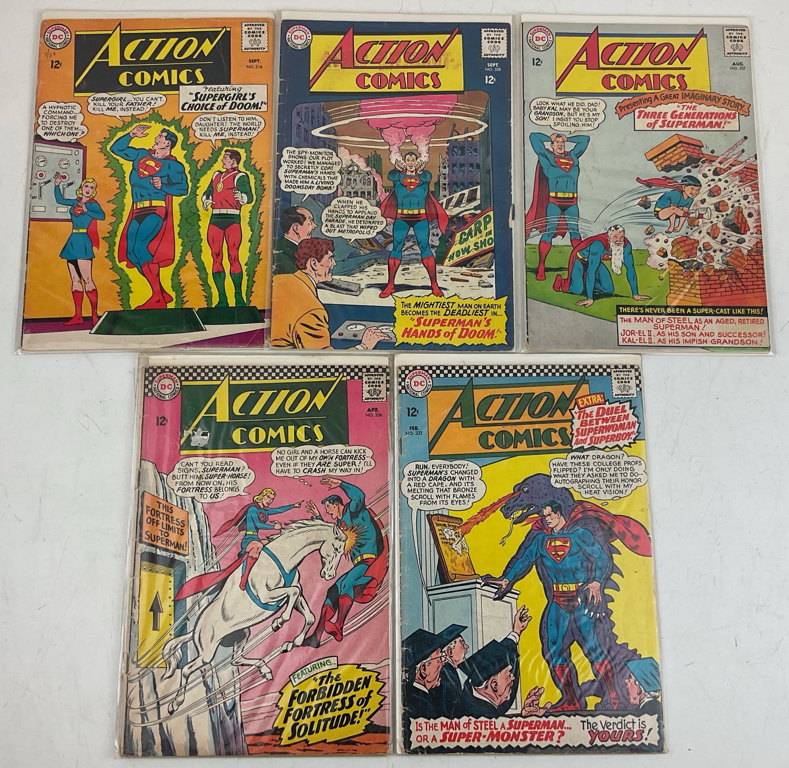 Action Comics: (5) Assorted Action Comics. Condition varies.