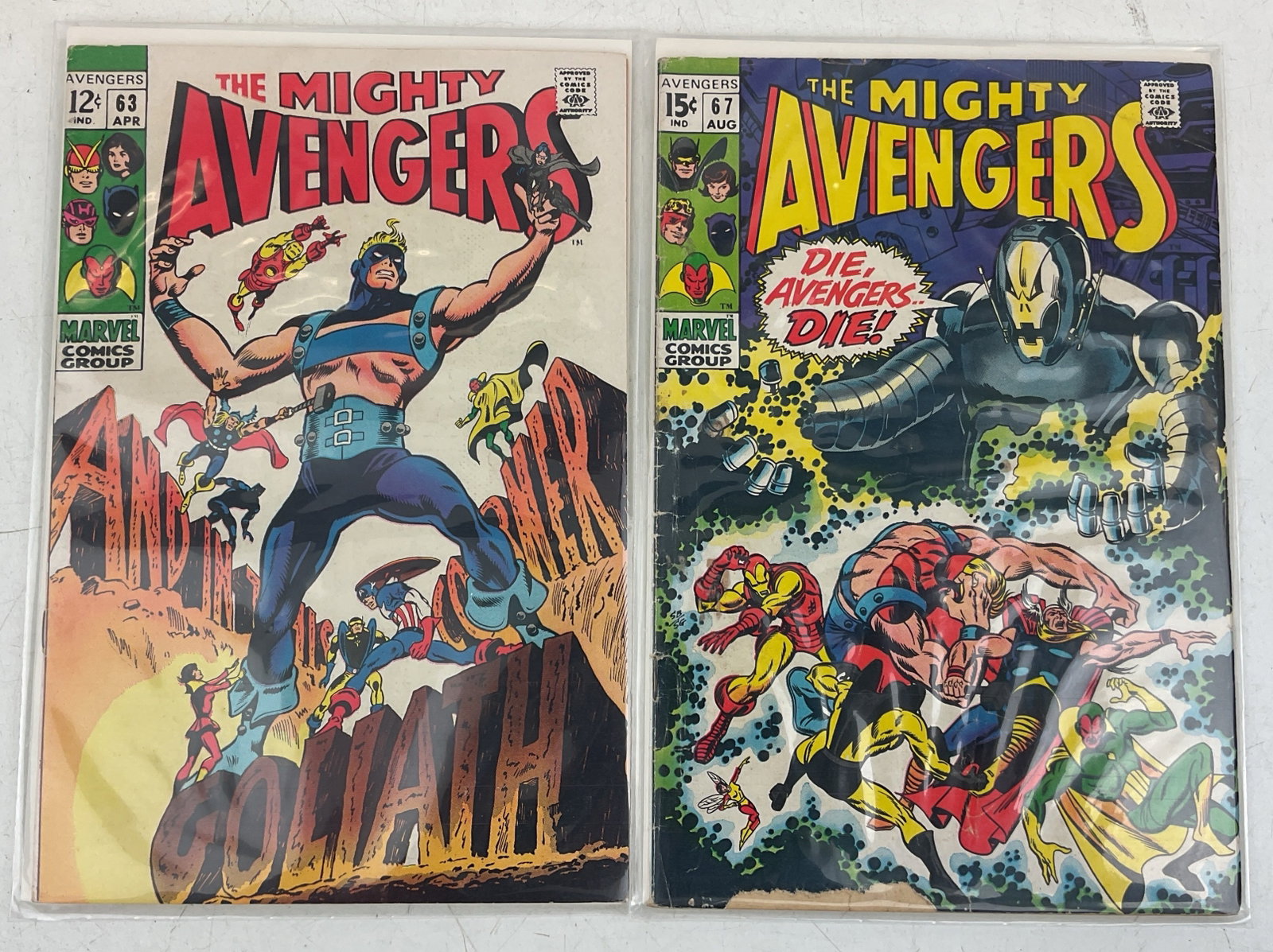 The Mighty Avengers: (2) The Mighty Avengers #63 and #67. Condition varies.