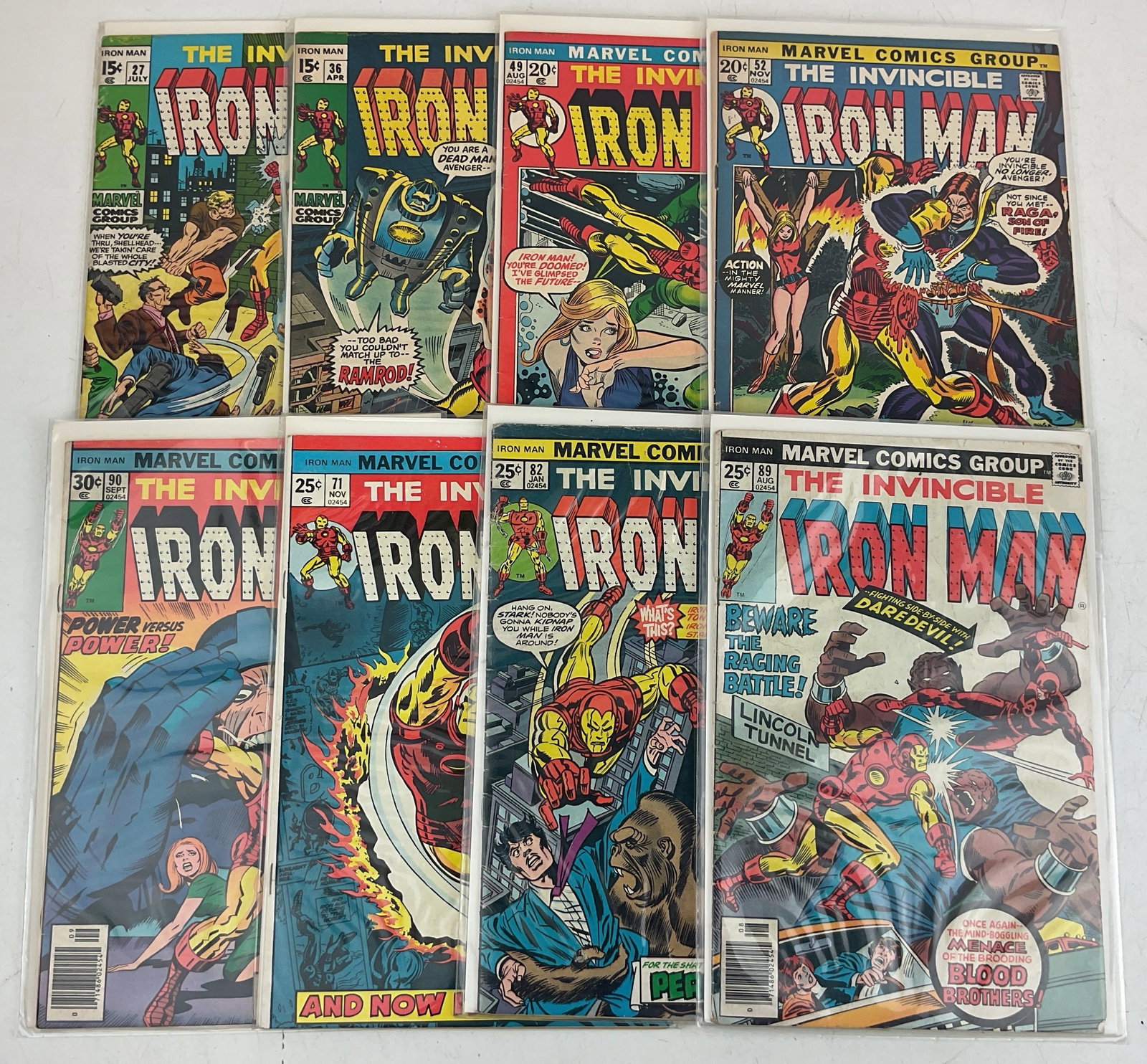 The Invincible Iron Man Comics: (8) Assorted The Invincible Iron Man comics. Condition varies.