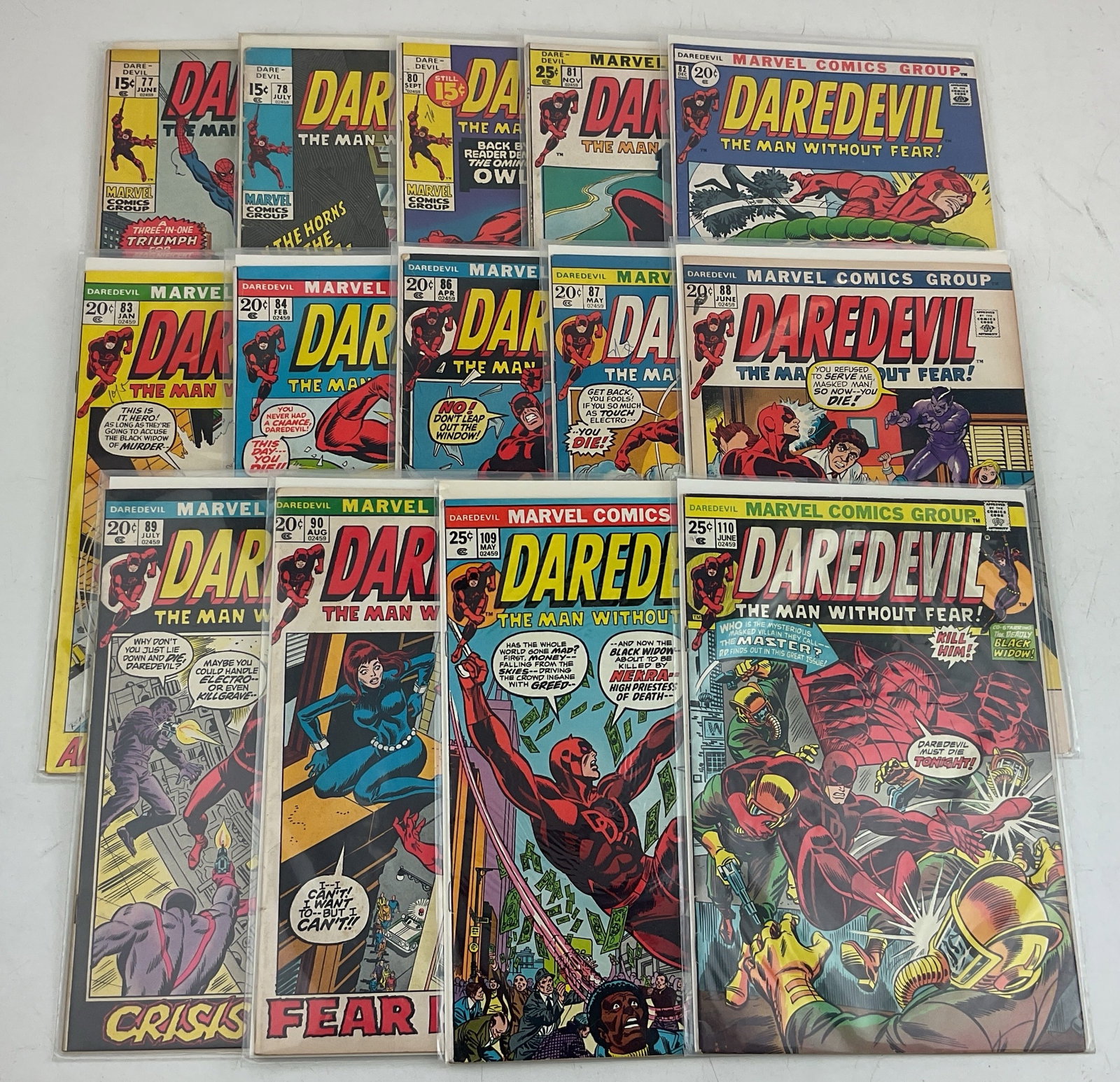 Daredevil Comics: (14) Assorted Daredevil Comics. Condition varies.