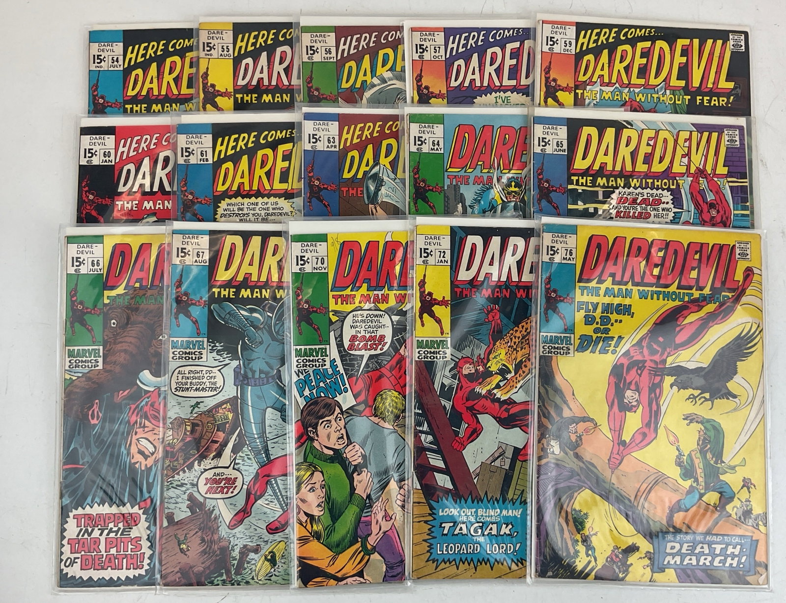Daredevil Comics: (15) Assorted Daredevil comics. Condition varies.