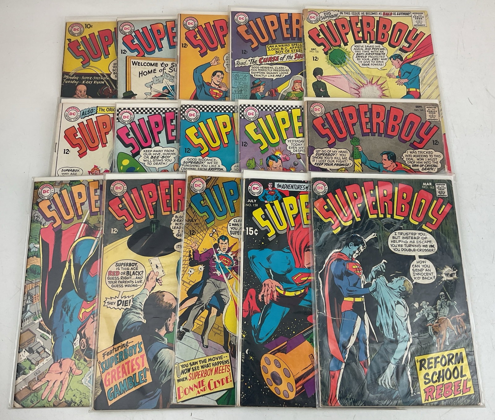 Superboy Comics: (15) Assorted Superboy comics. Condition varies.