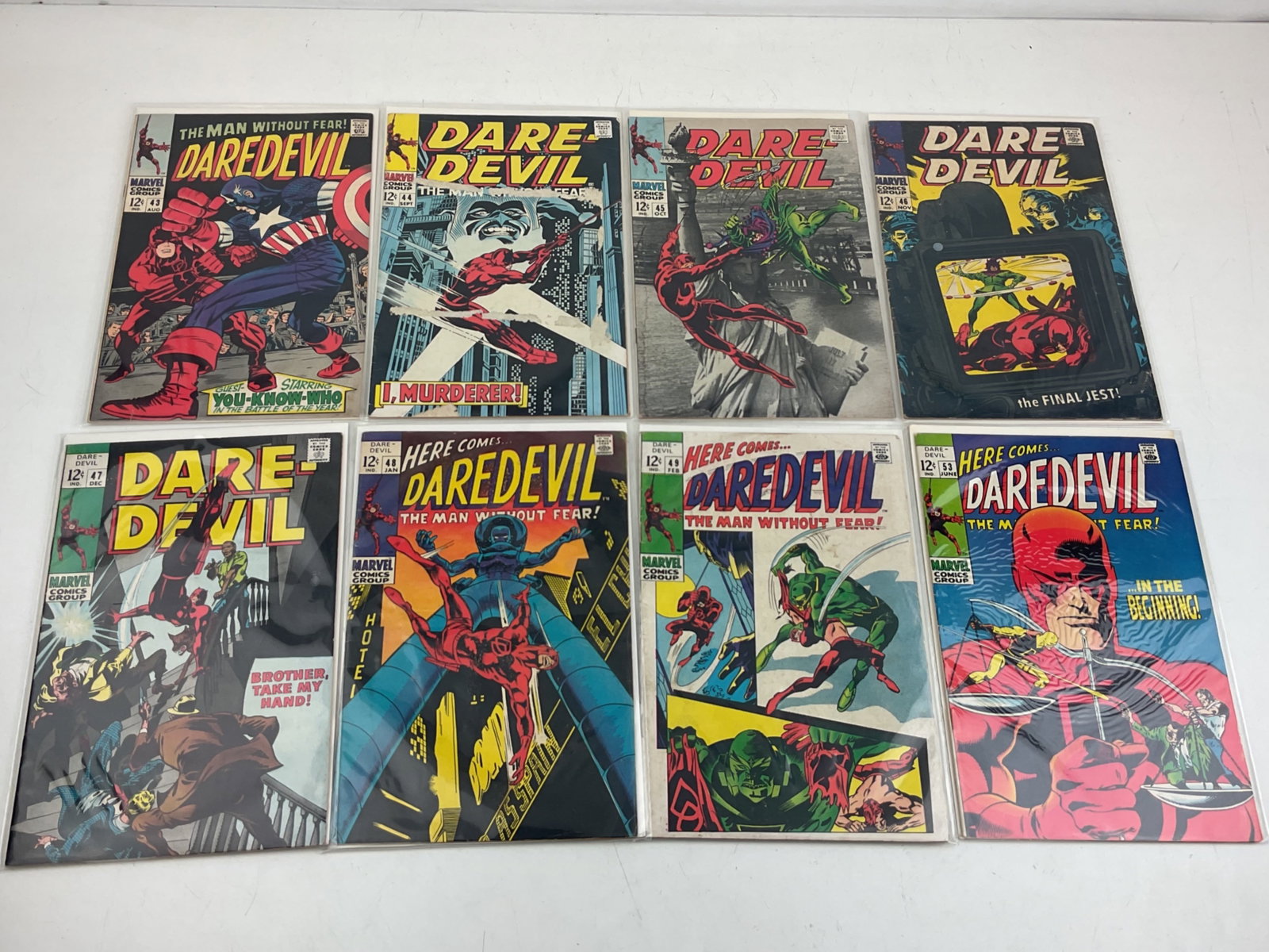 Daredevil Comics: (8) Daredevil comics issues #43-#49 and #53. Condition varies.