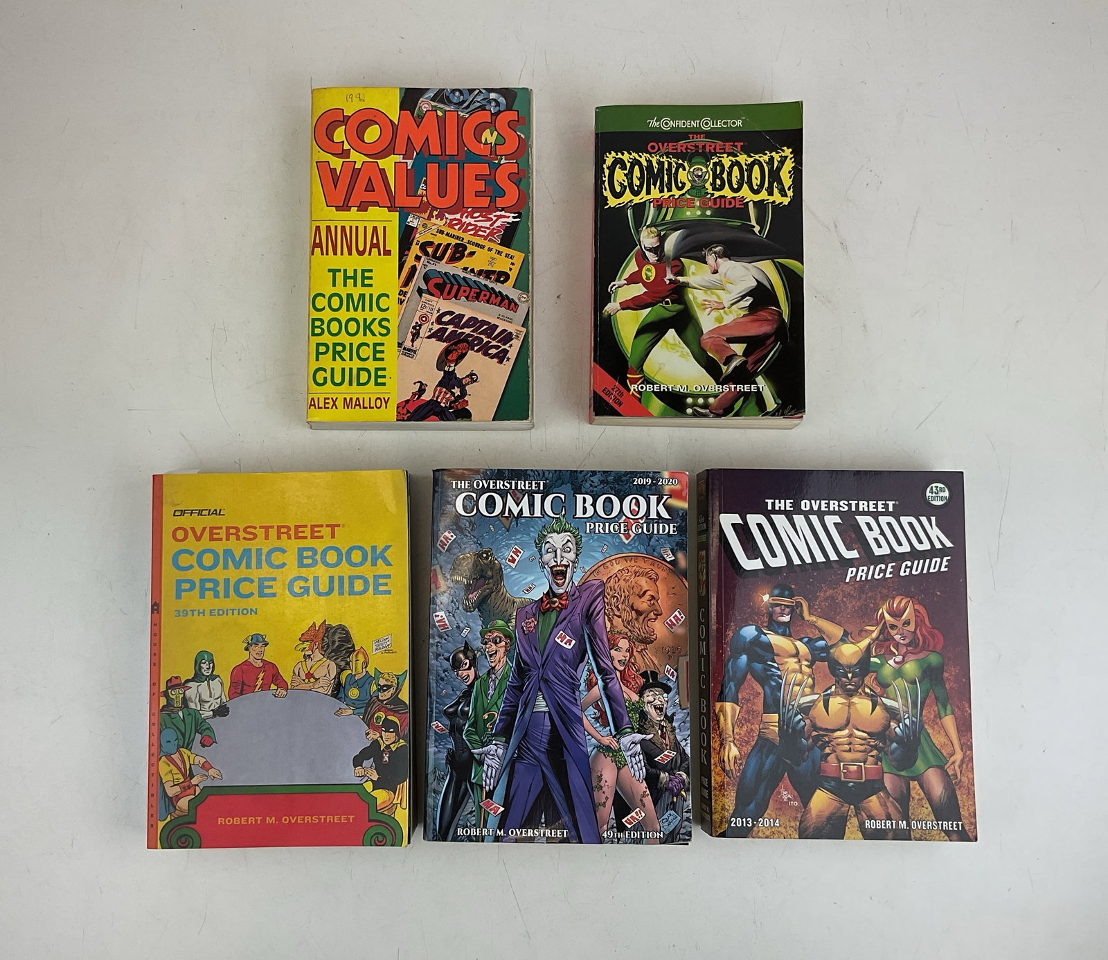 Comic Value Guide Books: (5) Editions of Comic value guide books by Robert M. Overstreet and Alex Malloy. Used condition.
