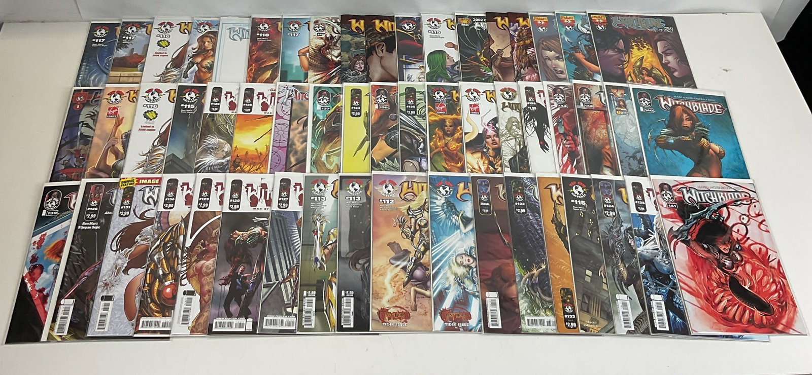 Asst. WitchBlade Comics with variants and exclusive editions (50).: Includes: Witchblade #110, #111, #112, #113, #115, #116, #117, #118, #119, #124, #125, #126, #127, #128, #129, #130, #131, #133, #134, #135, #136, #137, #138, #139, #140, #141, #142, #143, #144.