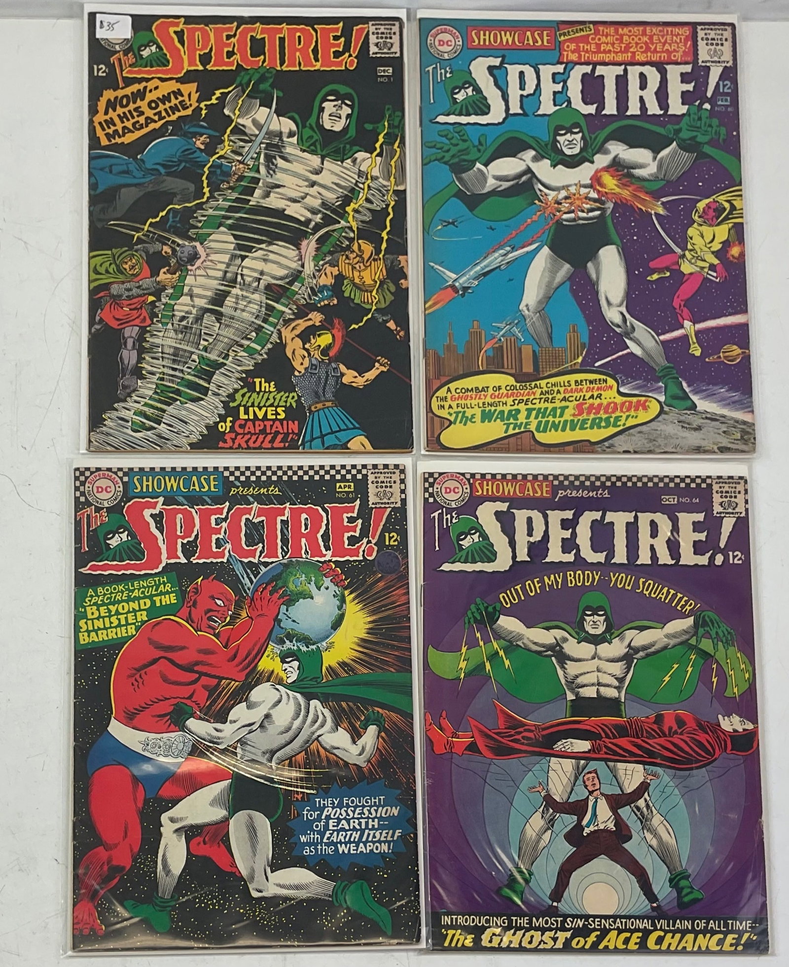 DC Grab Bag: Showcase #60, #61, #64. #60 - 1st SA app. of The Spectre. #61 - 2nd SA app. of The Spectre. #64 - 1st app. of Ace Chance. The Spectre #1. Condition varies.
