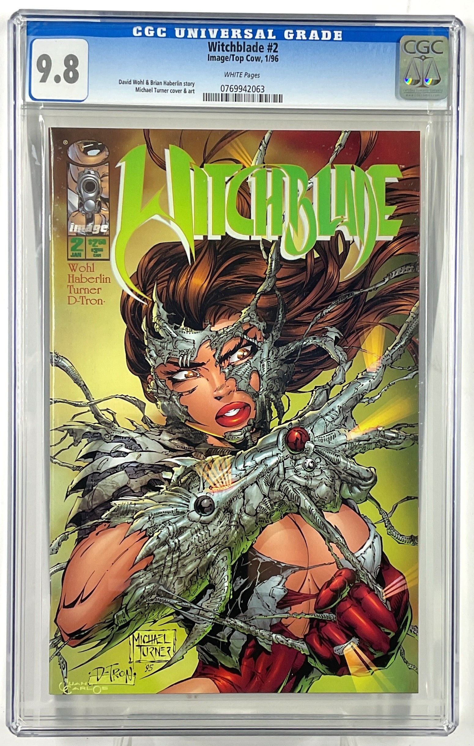 Witchblade #2 (Image/Top Cow, 1996) CGC 9.8 White pages: Witchblade #2 (Image/Top Cow, 1996) CGC 9.8 White pages. David Wohl & Brian Haberlin story. Michael Turner cover & art.