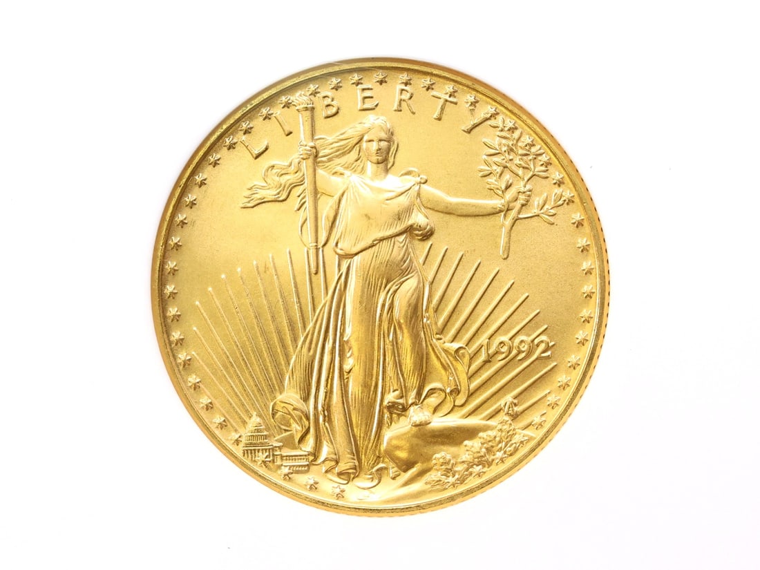 1992 American Gold Eagle $25 Gold Coin, NGC MS69: 1992 American Gold Eagle $25 gold coin, 1/2 oz, NGC MS69.