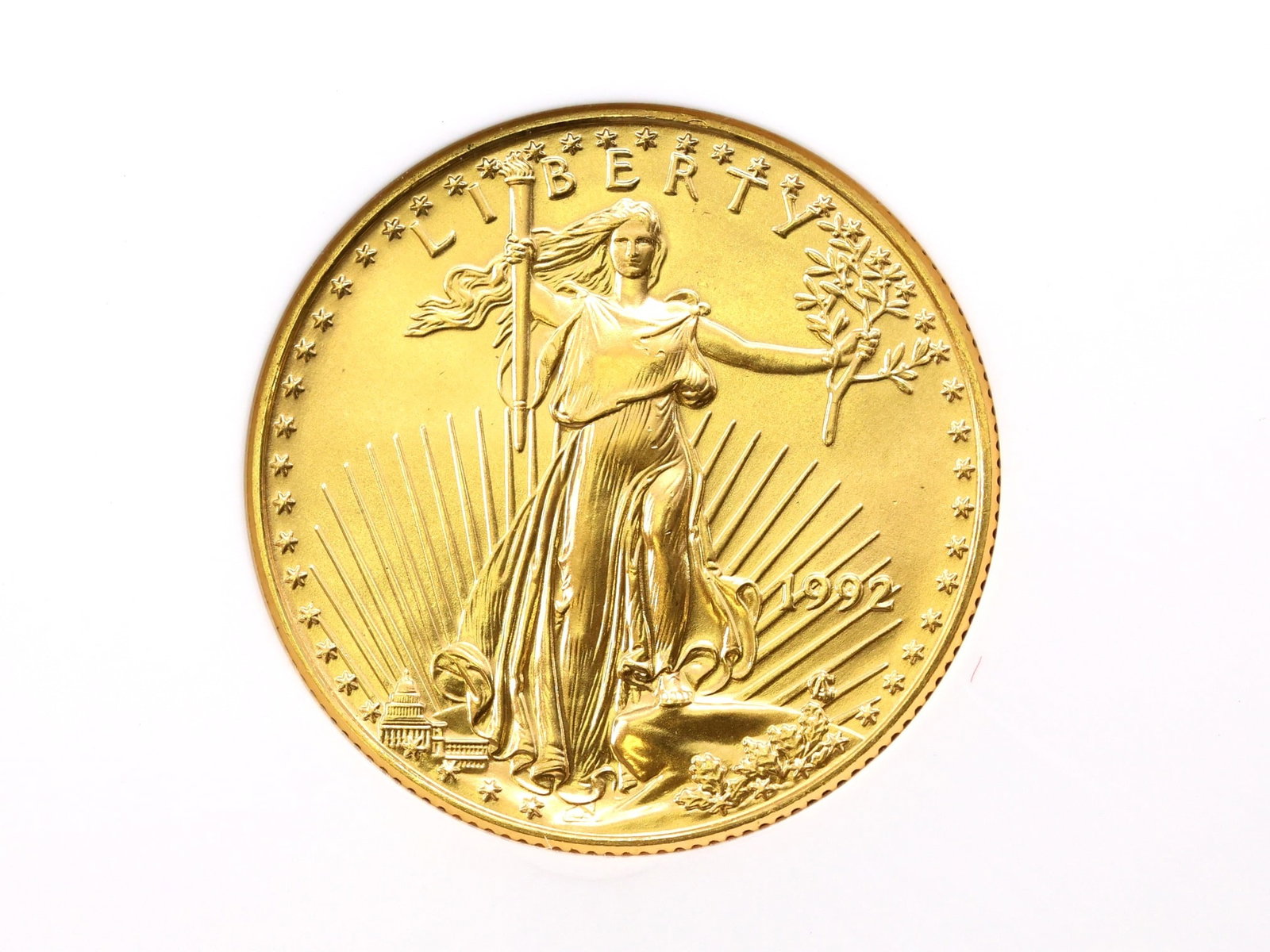 1992 American Gold Eagle $25 Gold Coin, NGC MS69: 1992 American Gold Eagle $25 gold coin, 1/2 oz, NGC MS69.