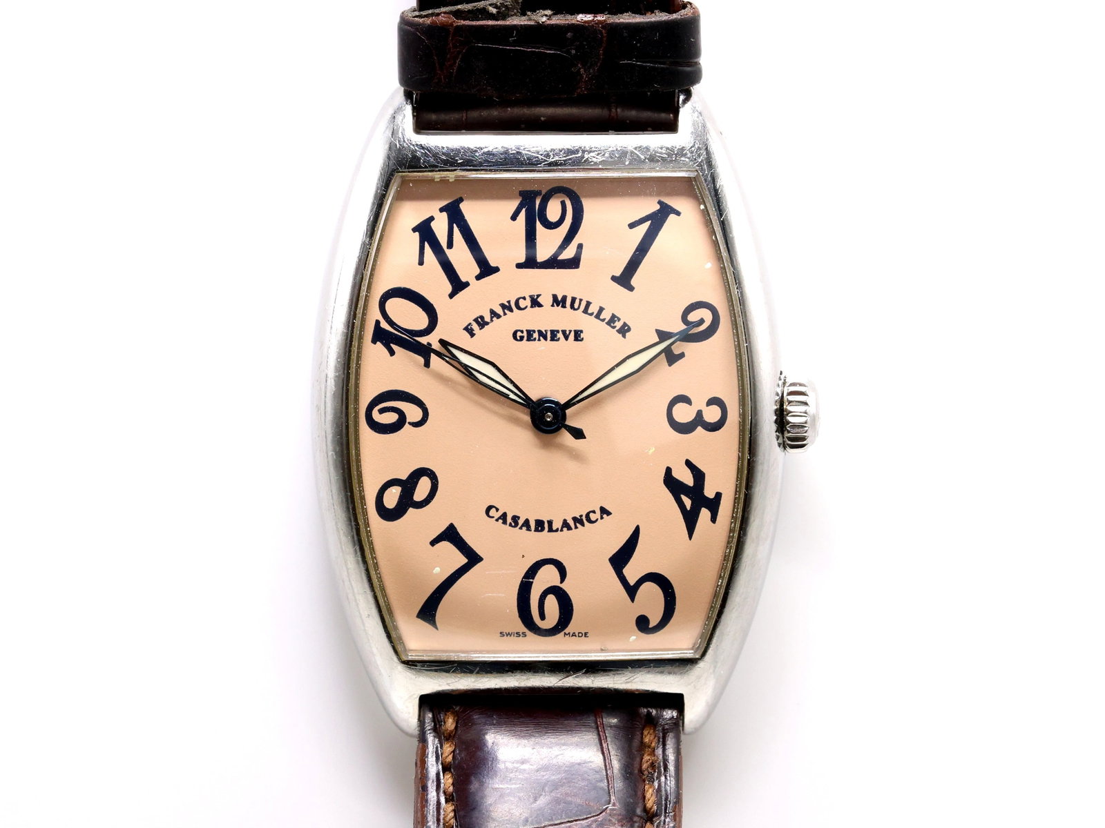 Franck Muller Casablanca Ref. 2852 Casablanca: Franck Muller stainless steel automatic wristwatch, Ref. 2852 Casablanca, with a tonneau-form case, signed dial, and automatic movement. Housed in a polished stainless steel case measuring 43mm x