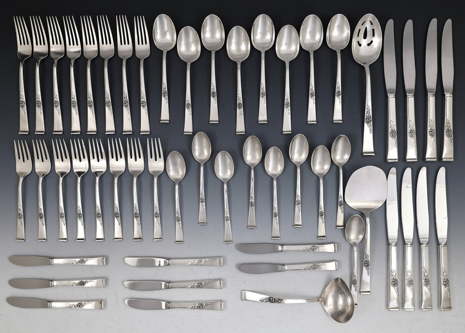Reed and Barton "Classic Rose" Sterling Silver Flatware Service for 8 (1 of 6)