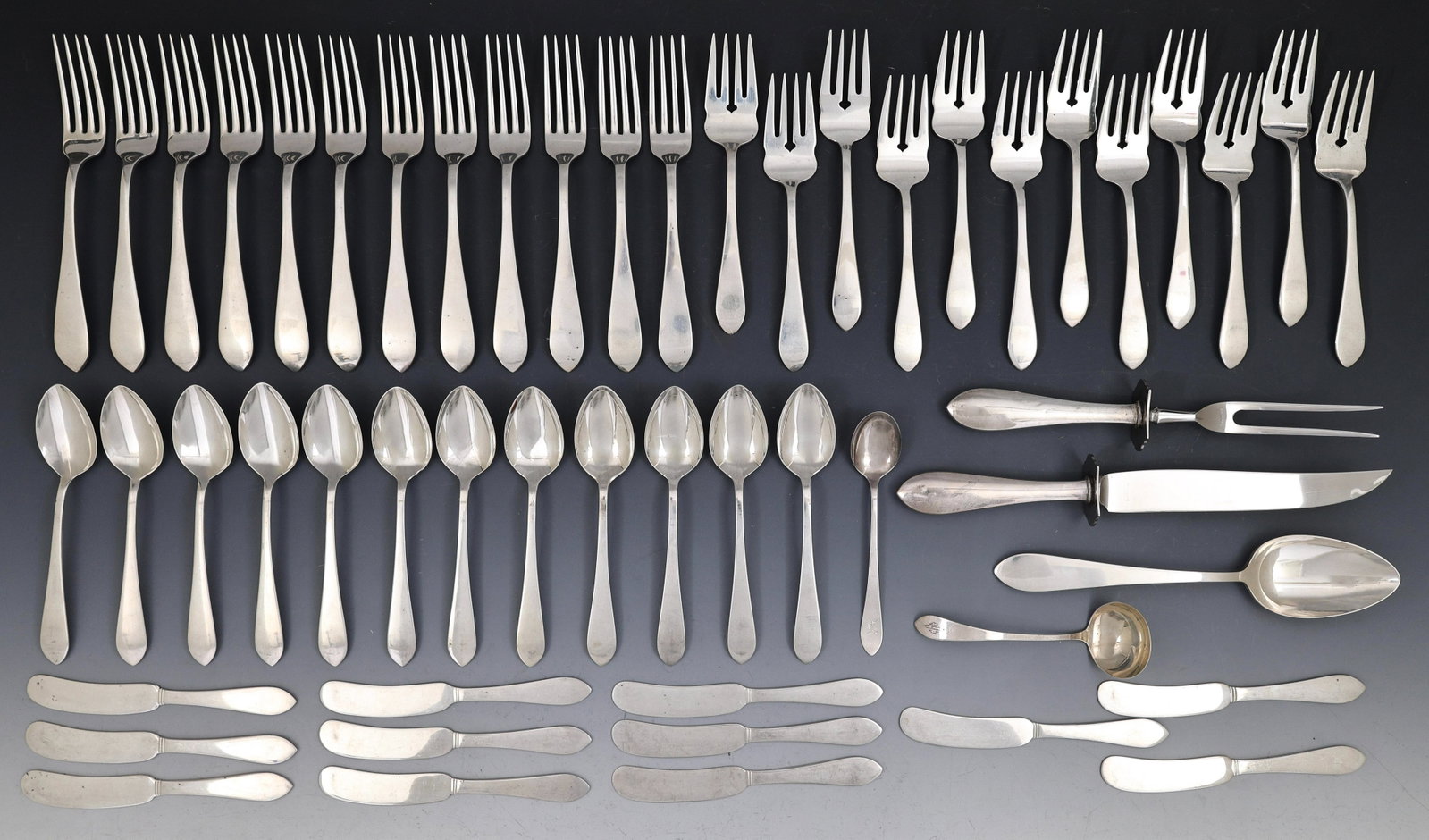 Dominick and Haff "Pointed Antique" Sterling Silver Flatware Partial Service for 12 (1 of 9)