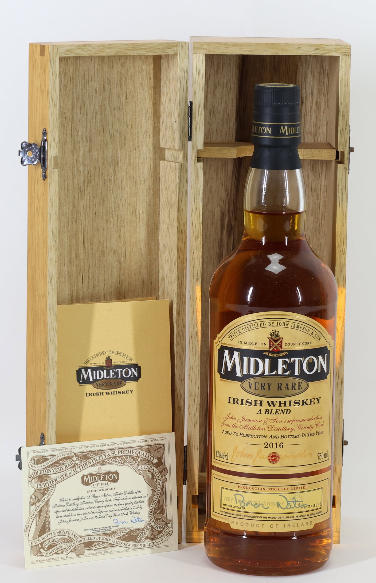 Midleton 2016 Very Rare Vintage Blended Irish Whiskey: Midleton Very Rare 2016 Irish Whiskey. (1) 750 ml bottle of Midleton Very Rare 2016, an annual vintage release from Ireland's flagship premium whiskey collection. Distilled at the Midleton Distillery