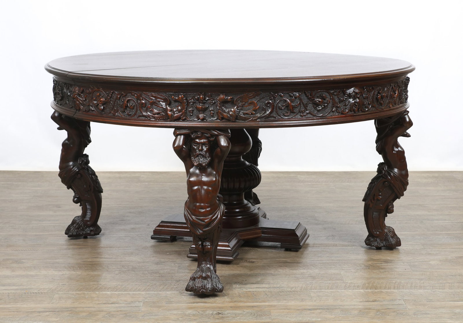 R.J. Horner & Co. Carved Atlas Figural Extension Dining Table (1 of 20)