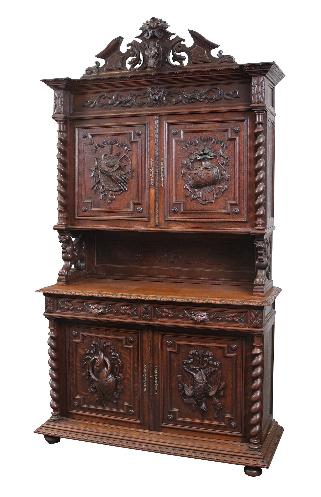 19th c. Continental Black Forest Carved Oak Buffet (1 of 20)