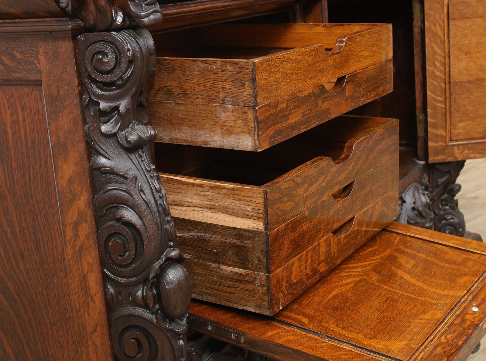 Carved Oak Sideboard - 11