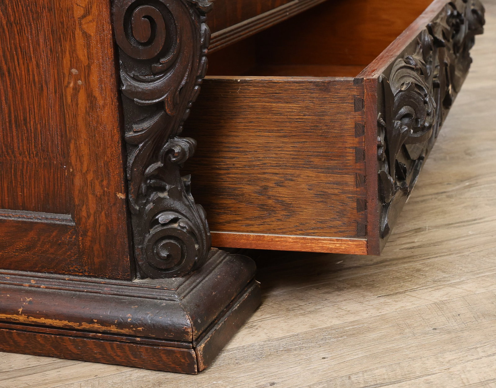 Carved Oak Sideboard - 12
