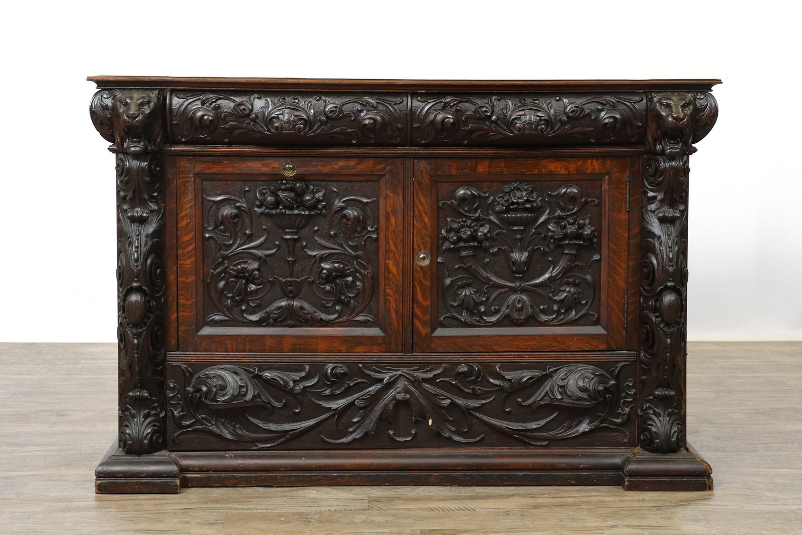 Carved Oak Sideboard - 2